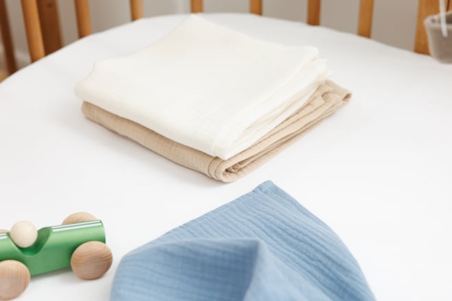 Lot de 2 Langes en Mousseline - Beige et Crème