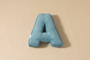 Coussin Lettre A - Velours Côtelé Bleu