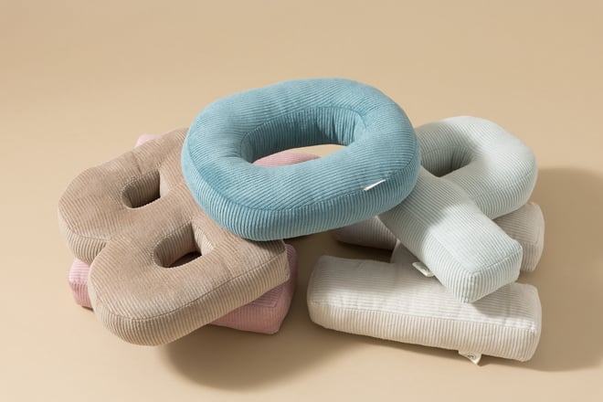 Coussin Lettre A - Velours Côtelé Bleu