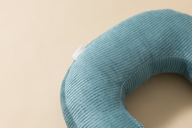 Coussin Lettre C - Velours Côtelé Bleu