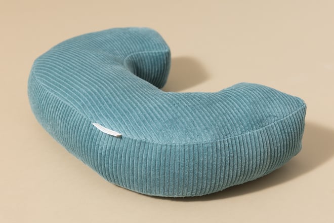Coussin Lettre C - Velours Côtelé Bleu