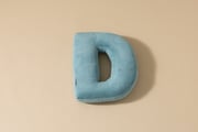 Coussin Lettre D - Velours Côtelé Bleu