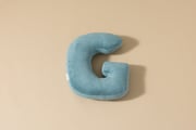 Coussin Lettre G - Velours Côtelé Bleu