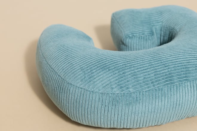 Coussin Lettre G - Velours Côtelé Bleu