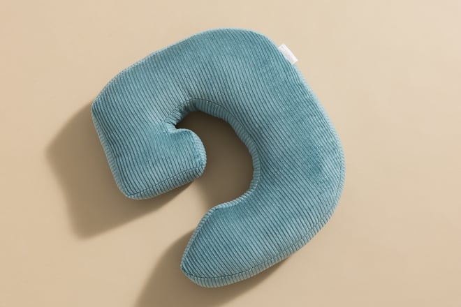 Coussin Lettre G - Velours Côtelé Bleu