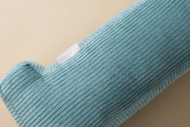 Coussin Lettre I - Velours Côtelé Bleu