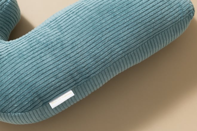 Coussin Lettre J - Velours Côtelé Bleu