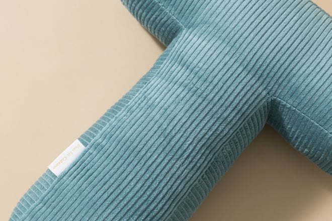 Cuscino Lettera T - Velluto a Coste Blu
