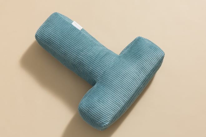 Cuscino Lettera T - Velluto a Coste Blu