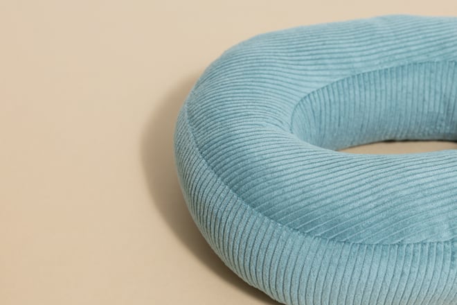 Coussin Lettre O - Velours Côtelé Bleu
