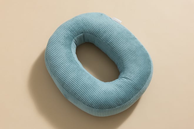 Coussin Lettre O - Velours Côtelé Bleu