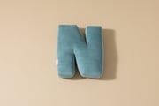 Coussin Lettre N - Velours Côtelé Bleu
