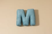 Coussin Lettre M - Velours Côtelé Bleu