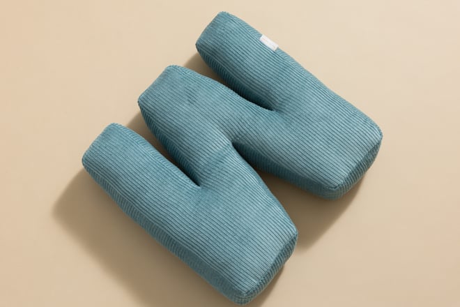 Coussin Lettre M - Velours Côtelé Bleu