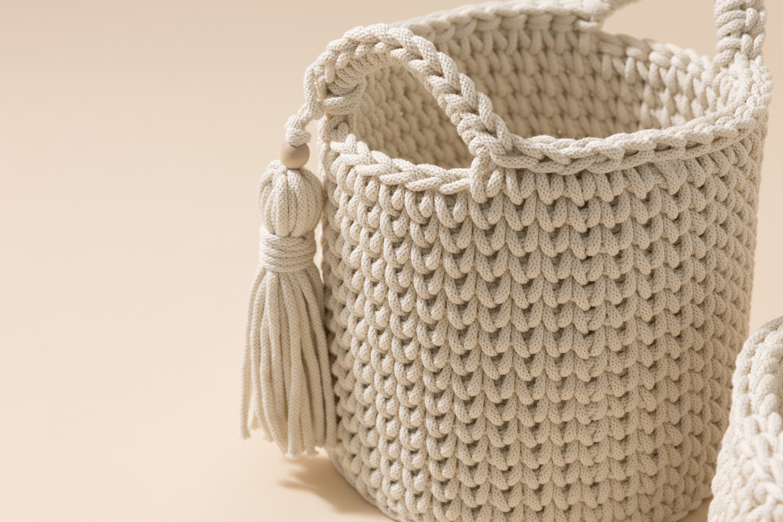 Set of 2 Crochet Toiletry Baskets - Natural Set of 2 Crochet Toiletry Baskets - Natural