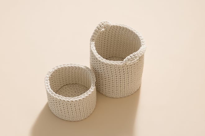 Lot de 2 Paniers en Crochet - Naturel