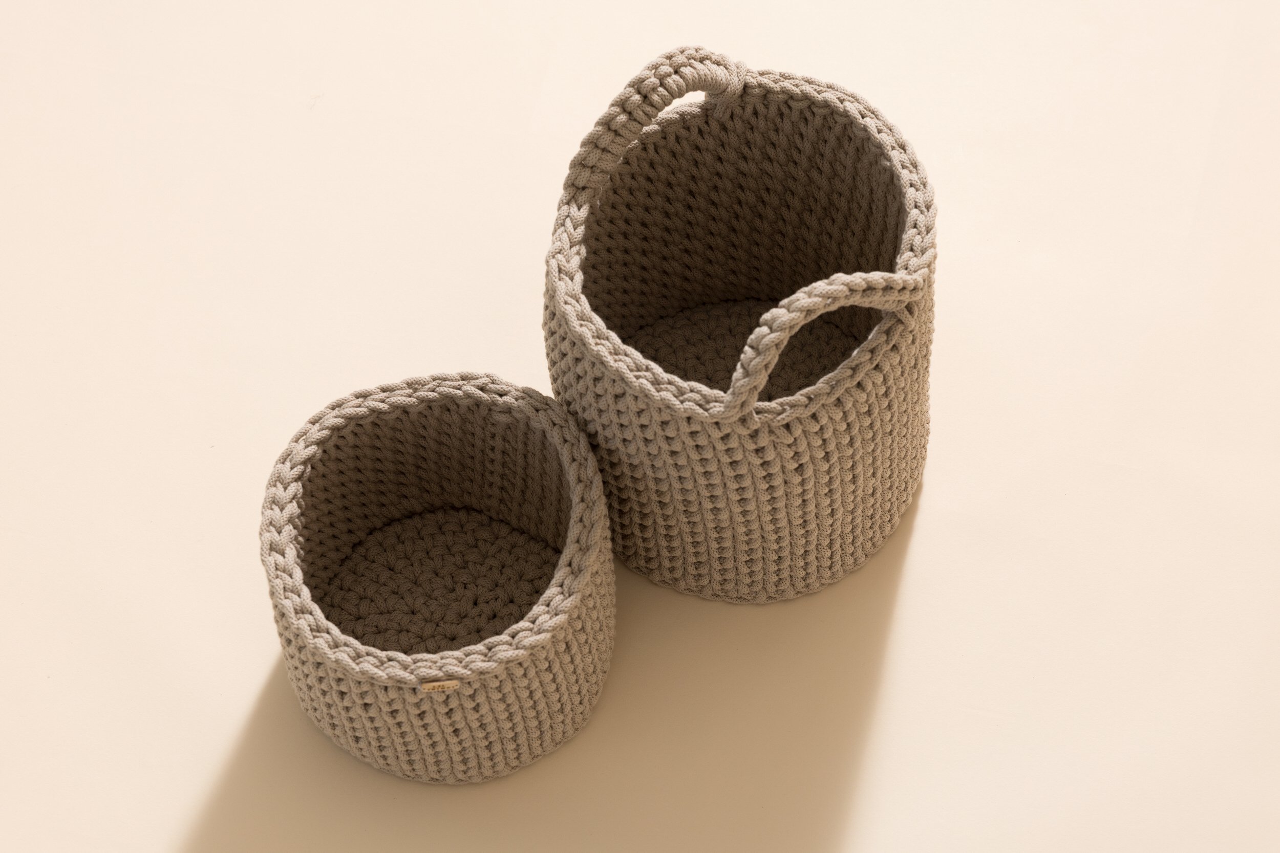 Set of 2 Crochet Toiletry Baskets - Mocha Set of 2 Crochet Toiletry Baskets - Mocha
