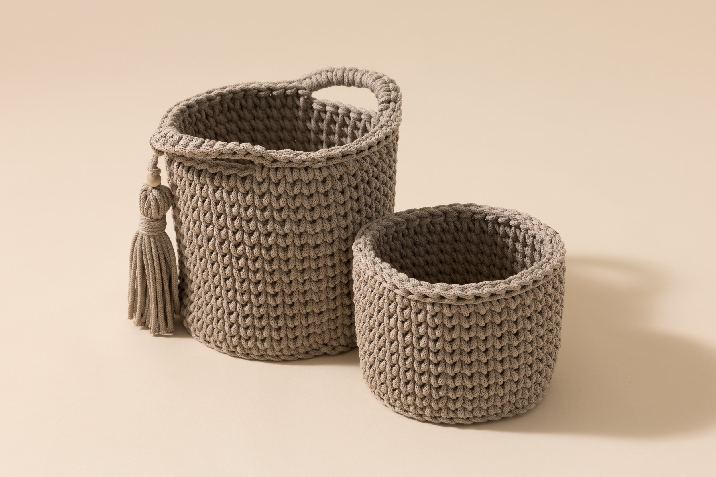 Set of 2 Crochet Toiletry Baskets - Mocha Set of 2 Crochet Toiletry Baskets - Mocha
