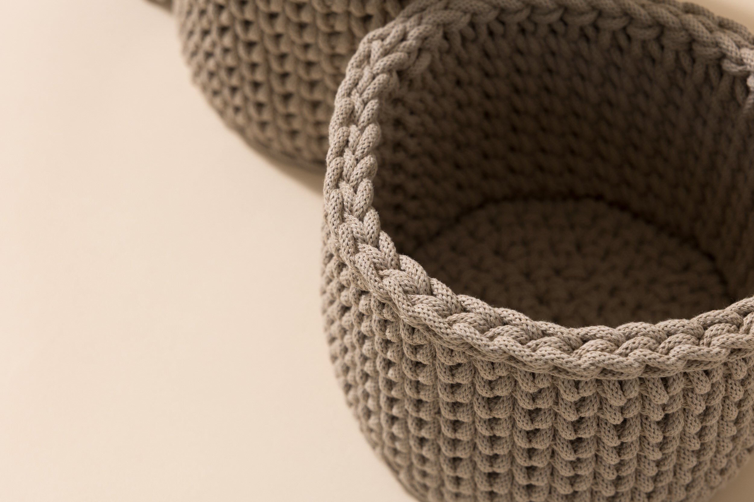 Set of 2 Crochet Toiletry Baskets - Mocha Set of 2 Crochet Toiletry Baskets - Mocha