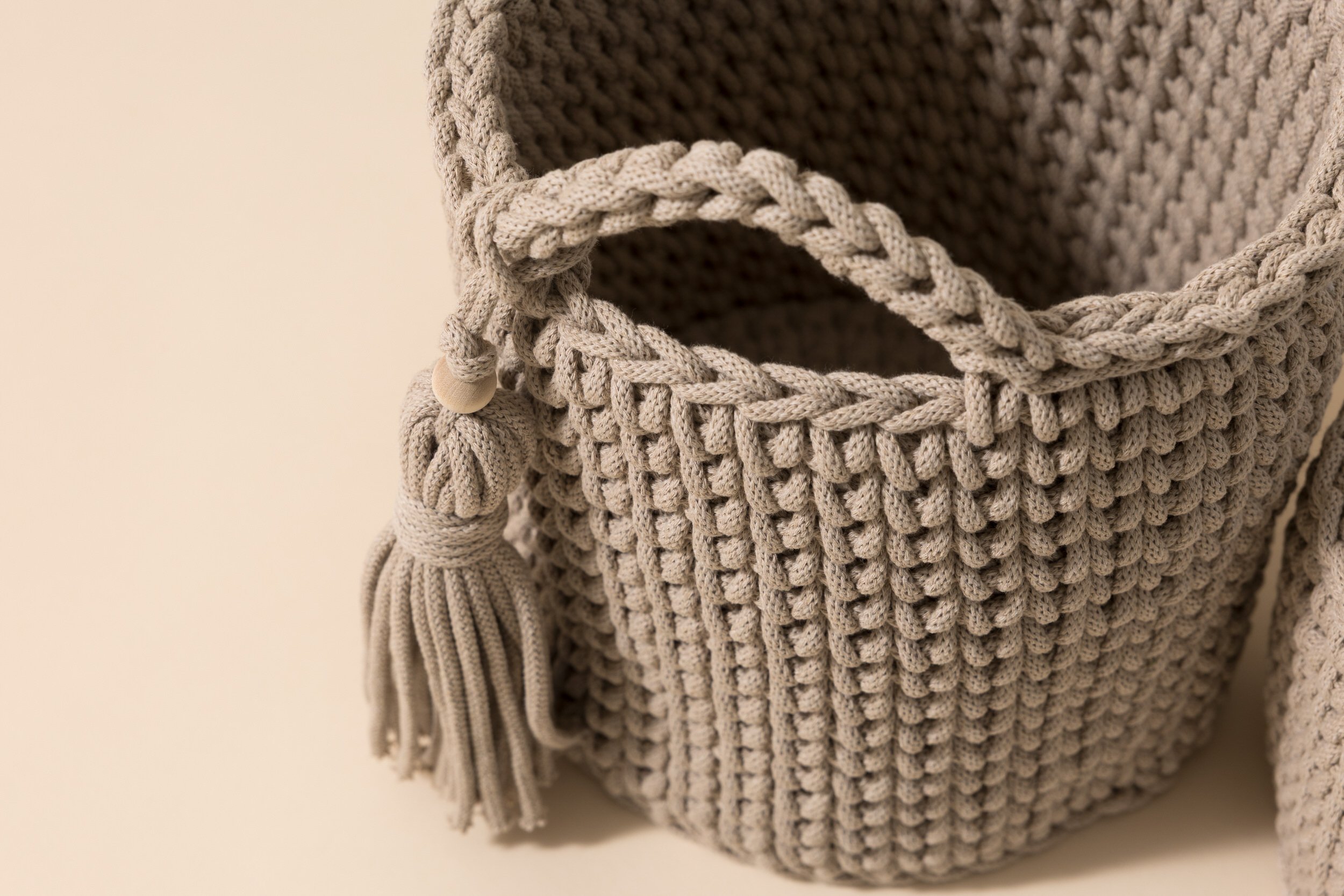 Set of 2 Crochet Toiletry Baskets - Mocha Set of 2 Crochet Toiletry Baskets - Mocha