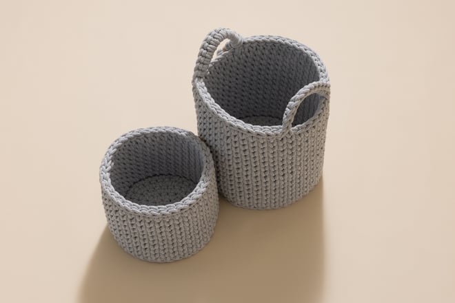 Set di 2 Cestini da Toilette all'uncinetto - Grigio