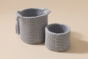 Set di 2 Cestini da Toilette all'uncinetto - Grigio