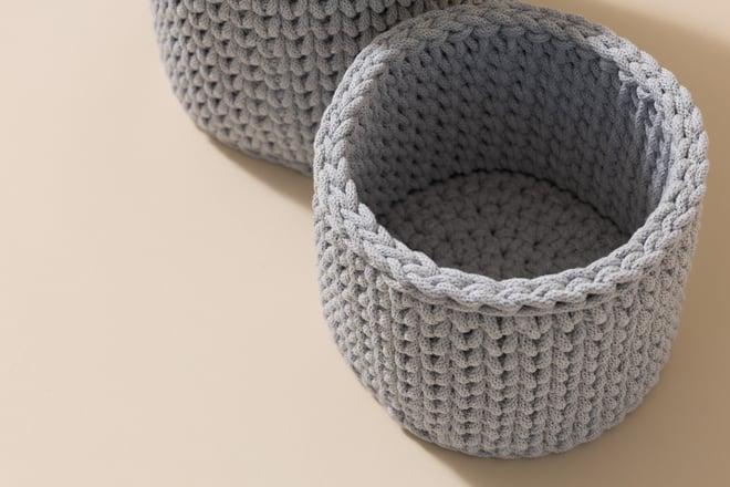 Set di 2 Cestini da Toilette all'uncinetto - Grigio