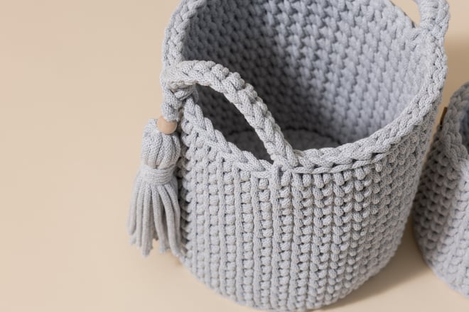 Conjunto de 2 cestos de toilette em tecido - Cinzento