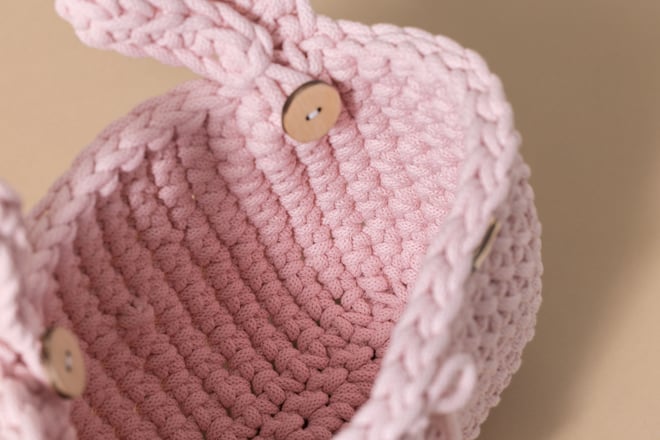 Pochette de Rangement en Crochet- Rose Poudré
