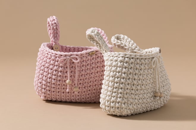 Tasca per letto All'uncinetto - Rosa Cipria
