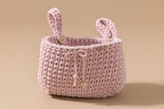Pochette de Rangement en Crochet- Rose Poudré