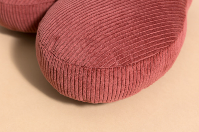 Raspberry Heart Corduroy Cushion