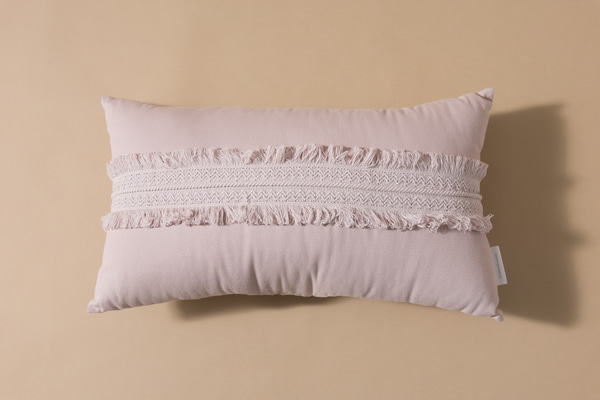 Boho Powder Pink Rectangular Cushion with Lace