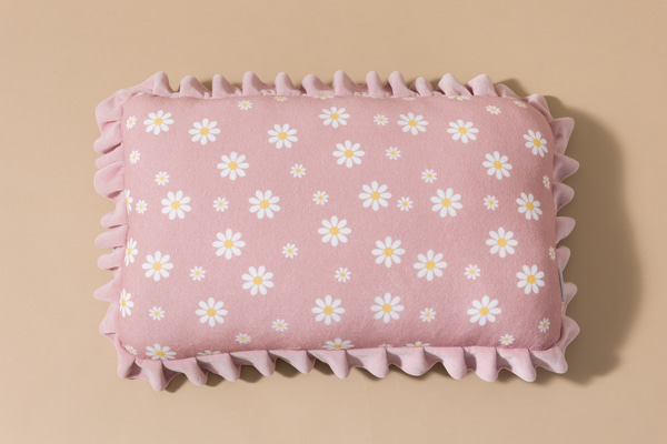 Rechteckiges Velour-Kissen mit Fransen - Powder Pink