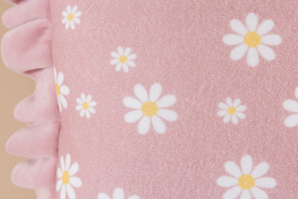 Rechteckiges Velour-Kissen mit Fransen - Powder Pink
