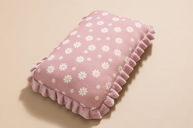 Almofada Retangular de Veludo com Franjas - Powder Pink
