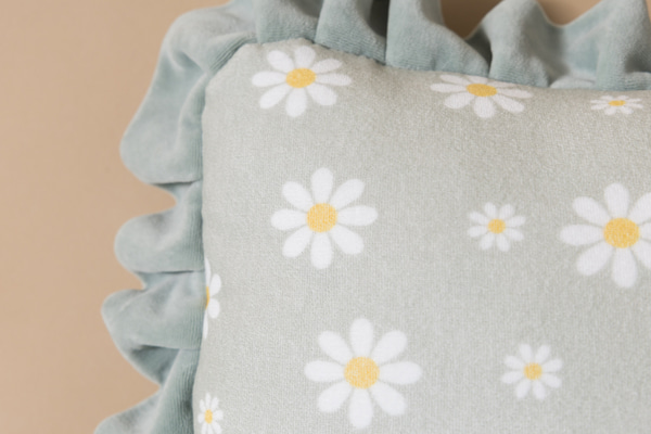 Rechteckiges Velour-Kissen - Daisy Powder Pink