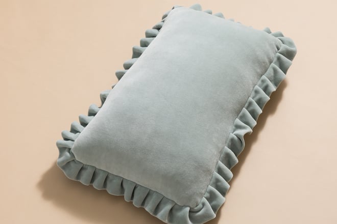 Rectangular Velour Daisy Cushion - Sage Green