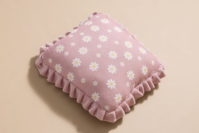 Quadratisches Velour-Kissen - Daisy Powder Pink