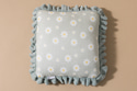 Square Velour Daisy Cushion - Powder Pink