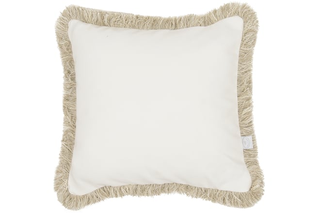 Boho Vanilla Cushion with Beige Fringe