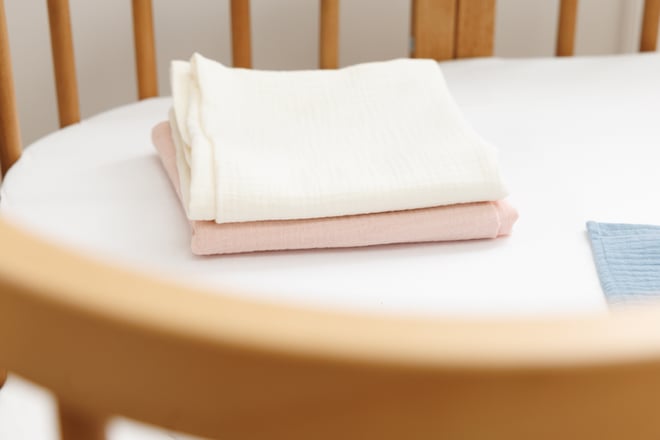 Conjunto de 2 Panos de Musselina - Rosa e Creme