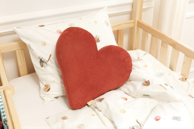 Raspberry Heart Corduroy Cushion