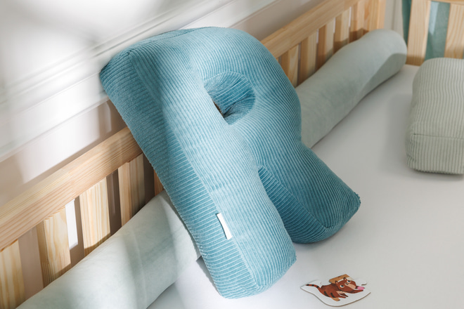 Letter Cushion R - Blue Corduroy