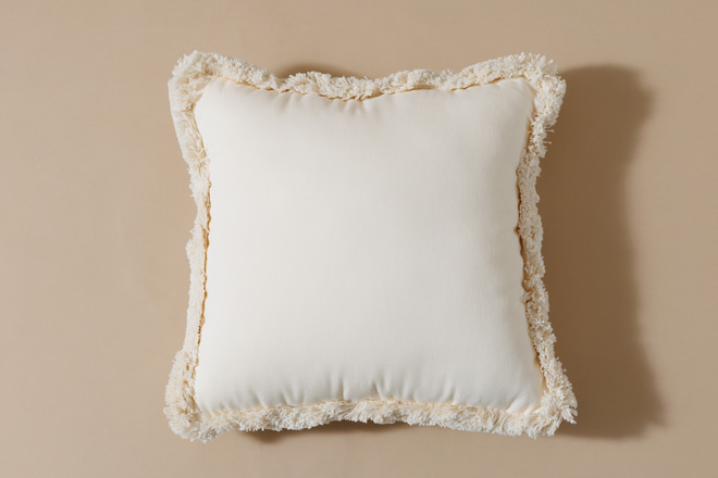 Almofada com franja Boho Baunilha