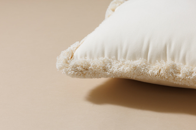 Boho Vanilla Cushion with Vanilla Fringe