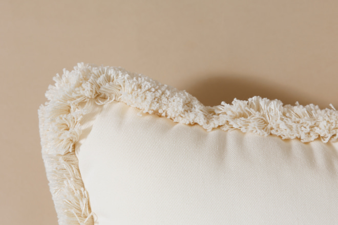 Boho Vanilla Cushion with Vanilla Fringe