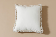 Boho Vanilla Cushion with Beige Fringe