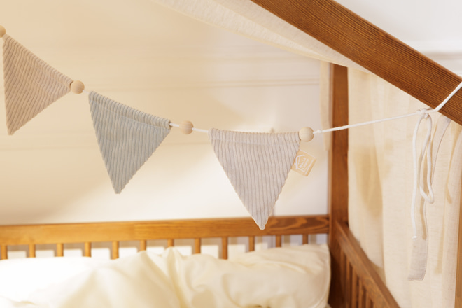 Corduroy Triangles Garland Cream and Water Green