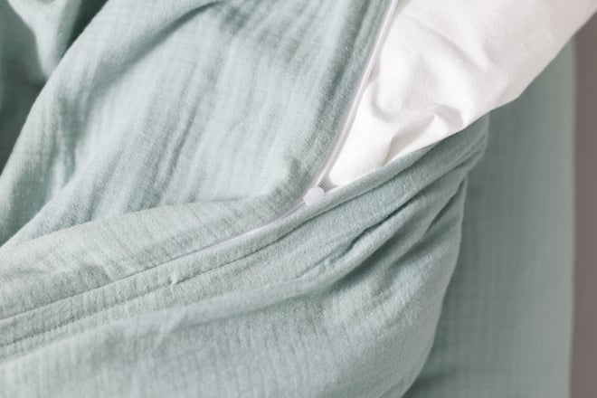 Cotton Muslin 140x200 Duvet Set - Sage Green